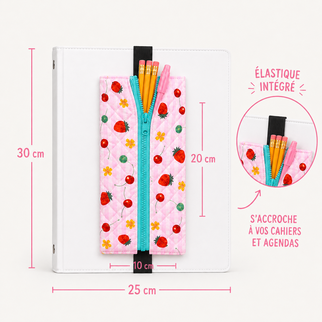 Étui à crayons avec élastique intégré – Pour agenda ou cartable