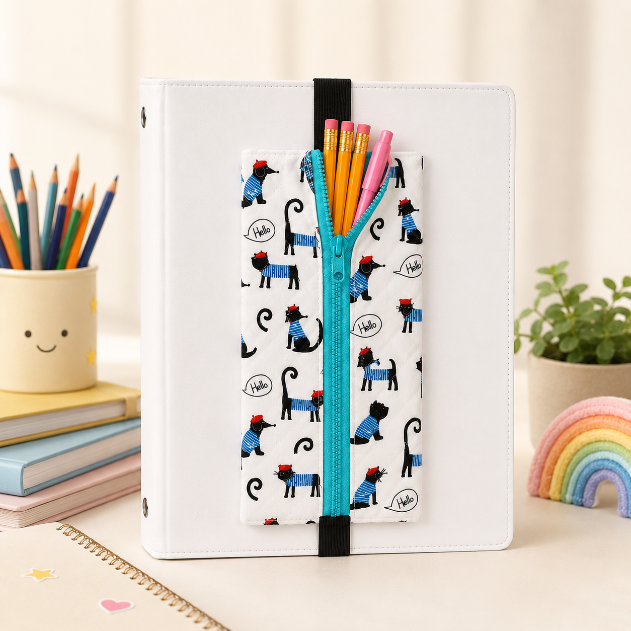 Étui à crayons avec élastique intégré – Pour agenda ou cartable