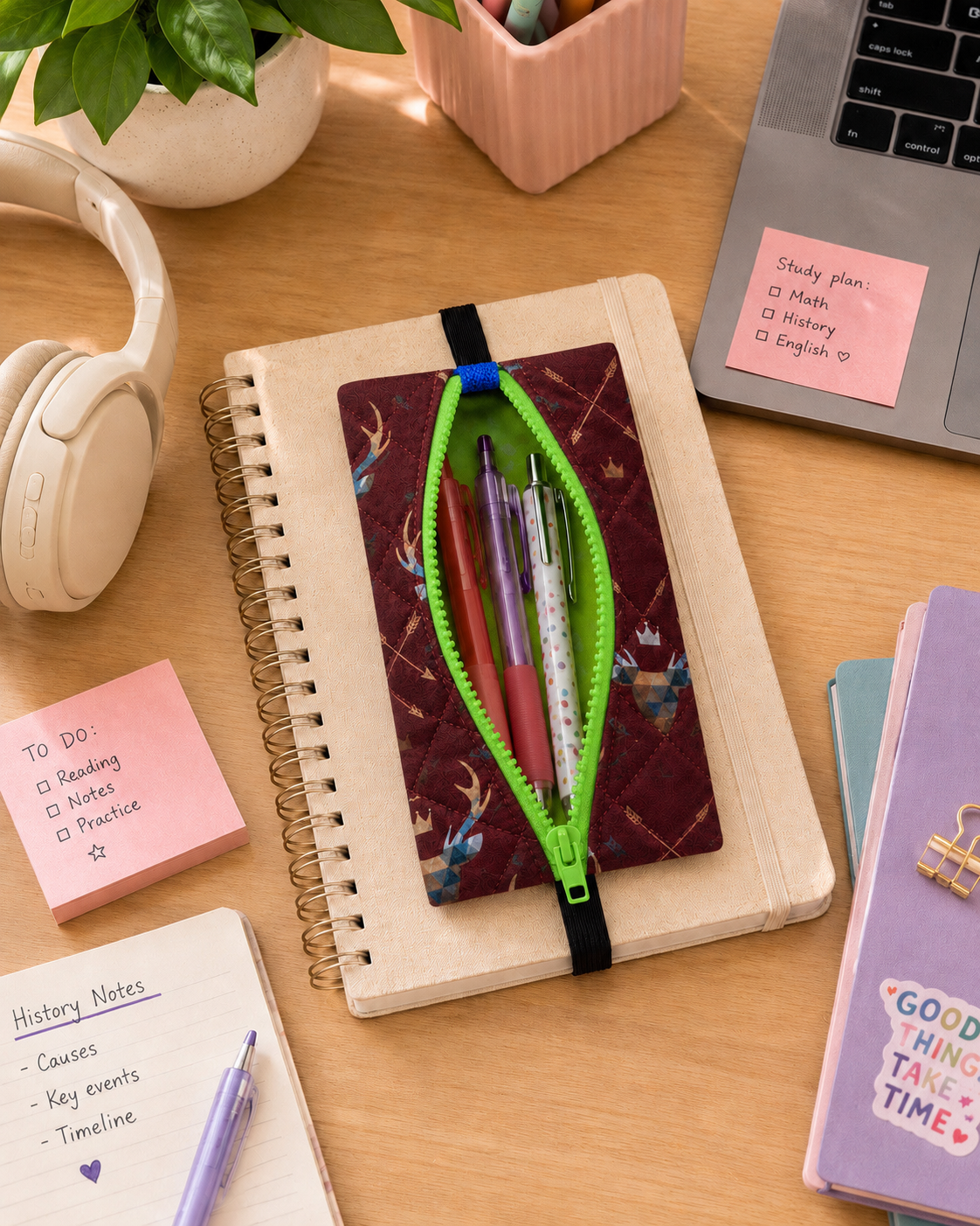Étui à crayons avec élastique intégré – Pour agenda ou cartable