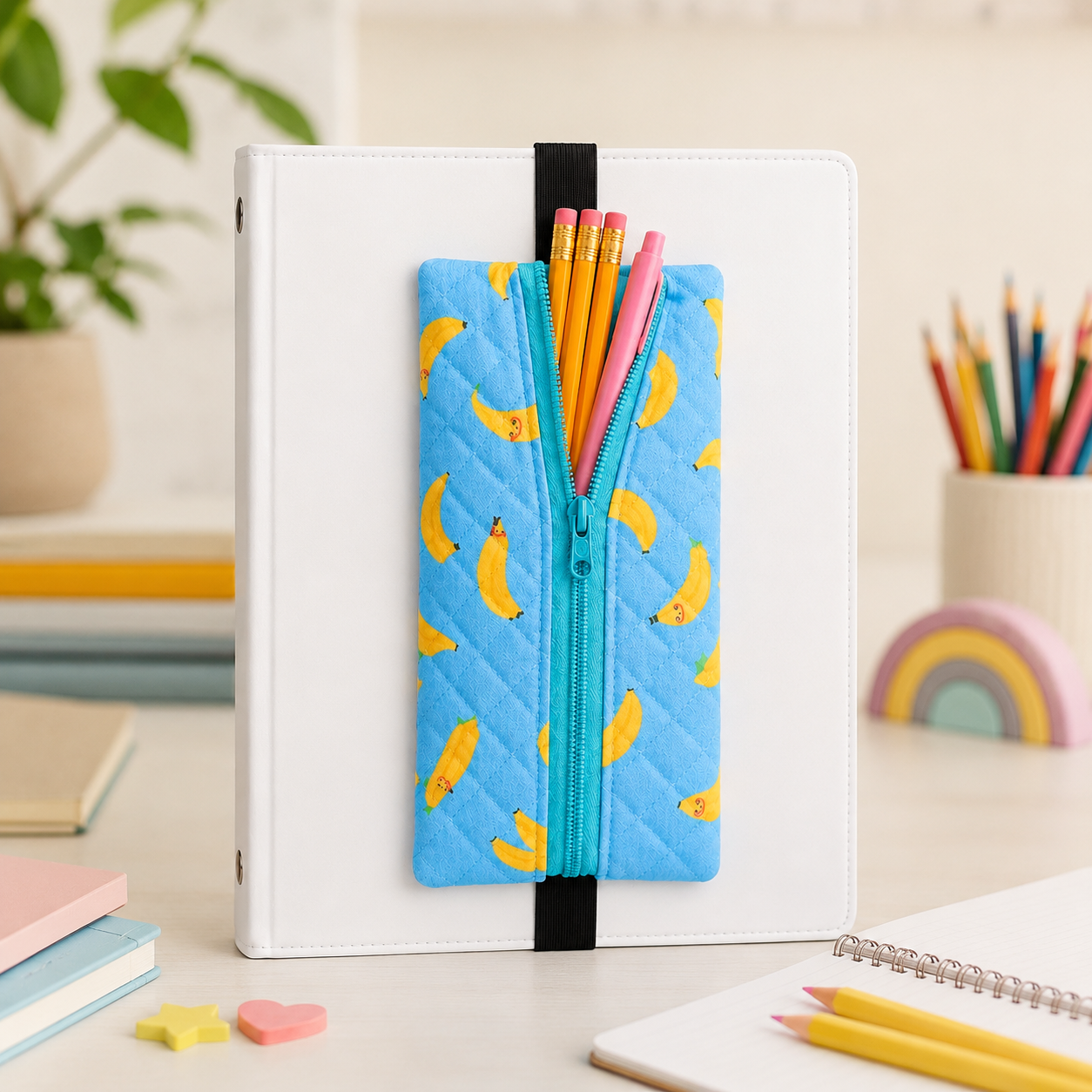 Étui à crayons avec élastique intégré – Pour agenda ou cartable