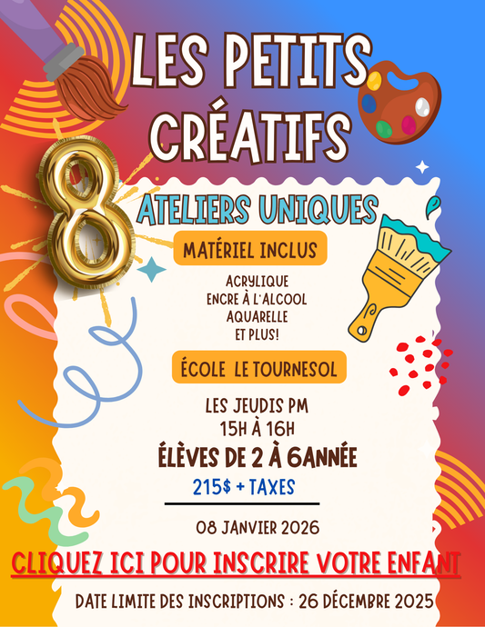ÉCOLE LE TOURNESOL | Hiver 2026 | JEUDIS PM- 2e à 6e année