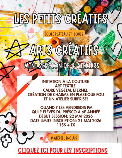ÉCOLE PLATEAU ST-LOUIS | SESSION DÉCOUVERTE | -  Préscolaire à 6e année